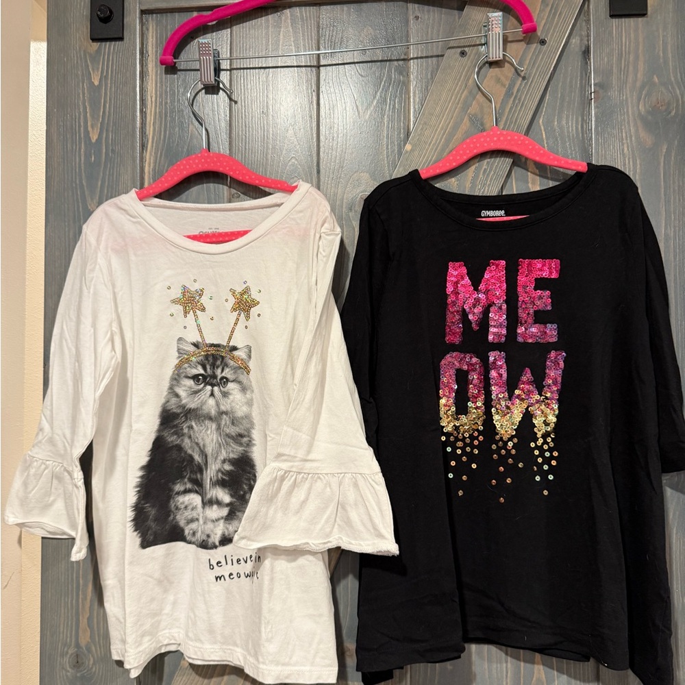 Chaps Kids' Black and White Cat Graphic Long Sleeve Tees